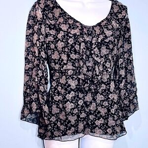 Nine West Silk Ruffle Button Top 10 Whimsigoth FairyGoth Cottage Career Cocktail